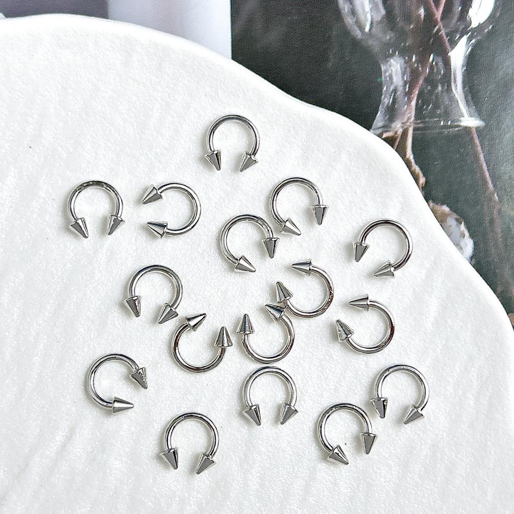 Legierung Gebogener Stab Augenbrauenstecker Außengewinde Doppelseitig Vergoldet Spitzkegel Punk Style Nagelkunst Zubehör DIY Nagel Süß Cool Dekoration DIY