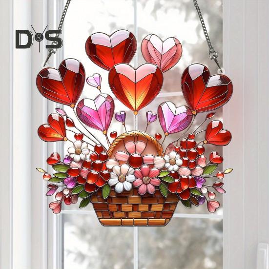 Potted Plants Sun Catcher Acrylic Window Hanging Ornament Floral Pattern Suncatcher for Home Wall Sunlit Spaces Decoration