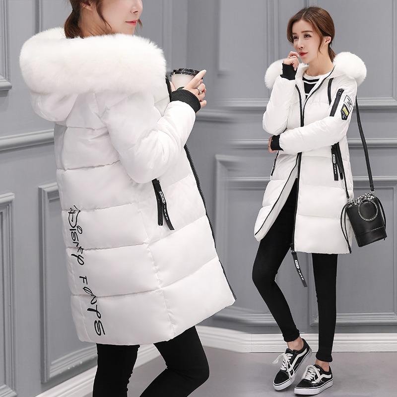 Padded-on Women's Medium and Long Winter New Large-size Women's Padded Clothes, Large Fur Collar, Thickened Padded Jacket.