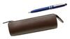 Recycled Cowhide Pencil Case, Traditional Standard Brown, with Midnight Rotating Ballpoint Pen Set, Blue, T23-LS028C-SA2002BP-L