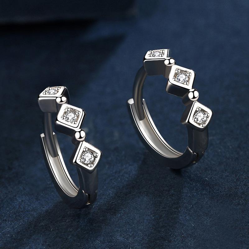 Ohrringe aus 925er Sterlingsilber für Damen, origineller Charme, doppelte Creolen mit Pavé-Zirkonia, feiner Verlobungs- und Jahrestagsschmuck, Geschenk 5355