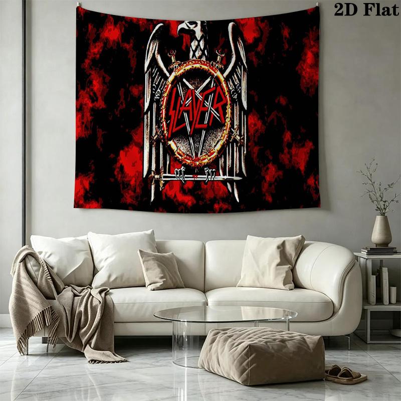 Slayer Band Wall Tapestry Aesthetic Wall Hanging Printed Fabric Blanket Decorative Tapestries for Bedroom Living Room Home Decor