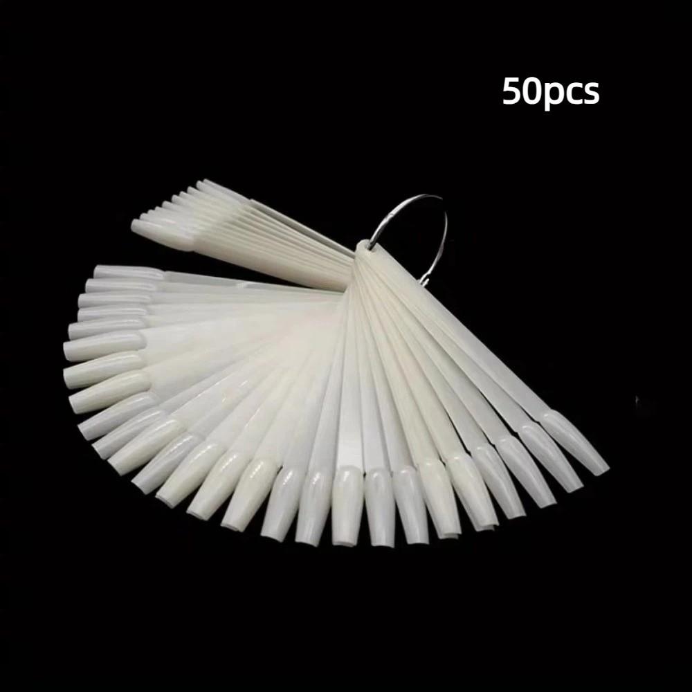 50pcs Fan-Shaped Nail Practice Display Tips Clear Nail Display Sticks Display Board