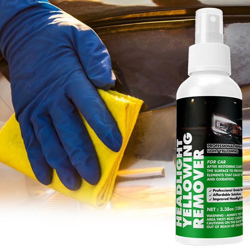 Car Headlight Restoration Spray 100ml Car Headlight Yellowing Repair Fluid Headlamp Restoration Spray With Sponge For Yellowing