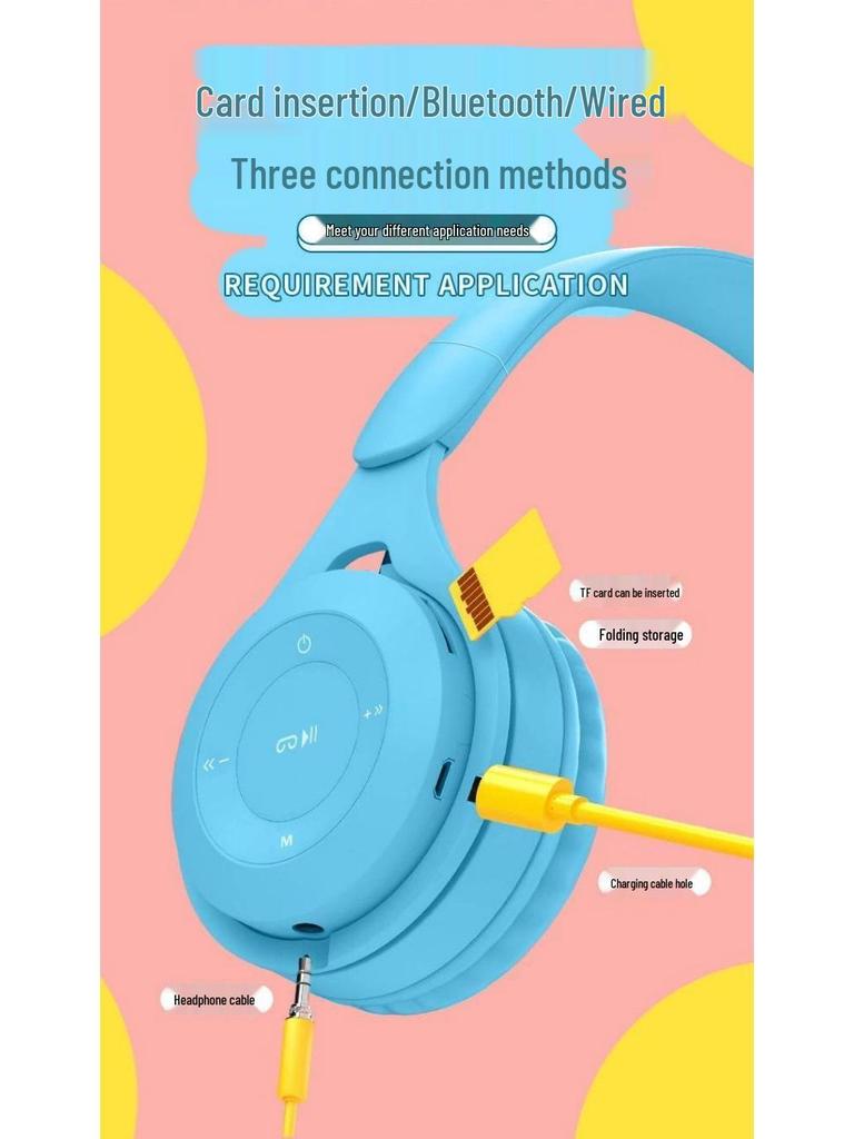 Macaron Y08 Over-Ear Unisex Cute Wireless Bluetooth Headphones