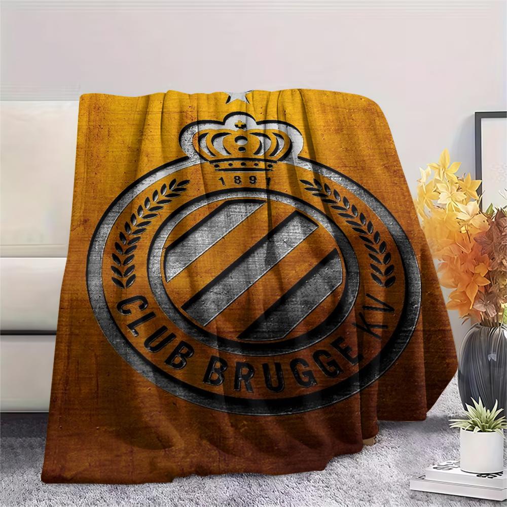 1Pc Club Brugge K V Print Flannel Blanket, High quality Comfortable for All Seasons, Home Decor, Warmth and Comfort, Perfect for Christmas Gifts