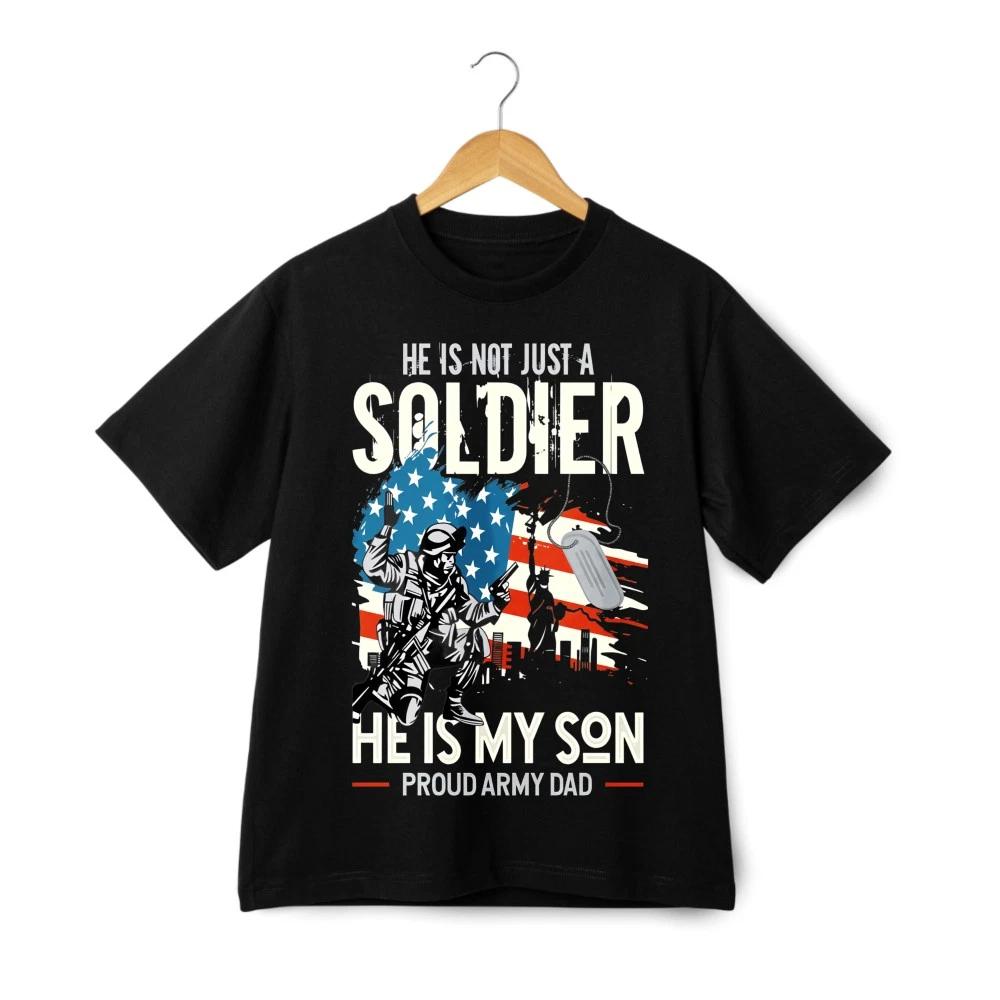 Unisex Soft Cotton T-Shirt Proud Army Dad Soldier Son USA Flag Graphic Tee XL