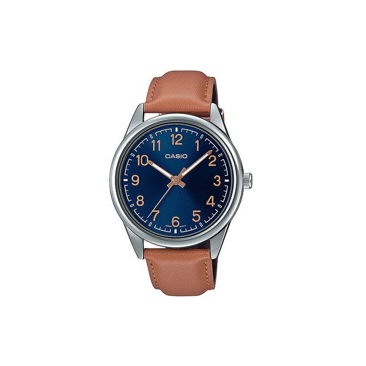 Casio Standard Series Quartz Movement Leather Strap Watch Men watches Blue MTP-V005L-2B4 Brown