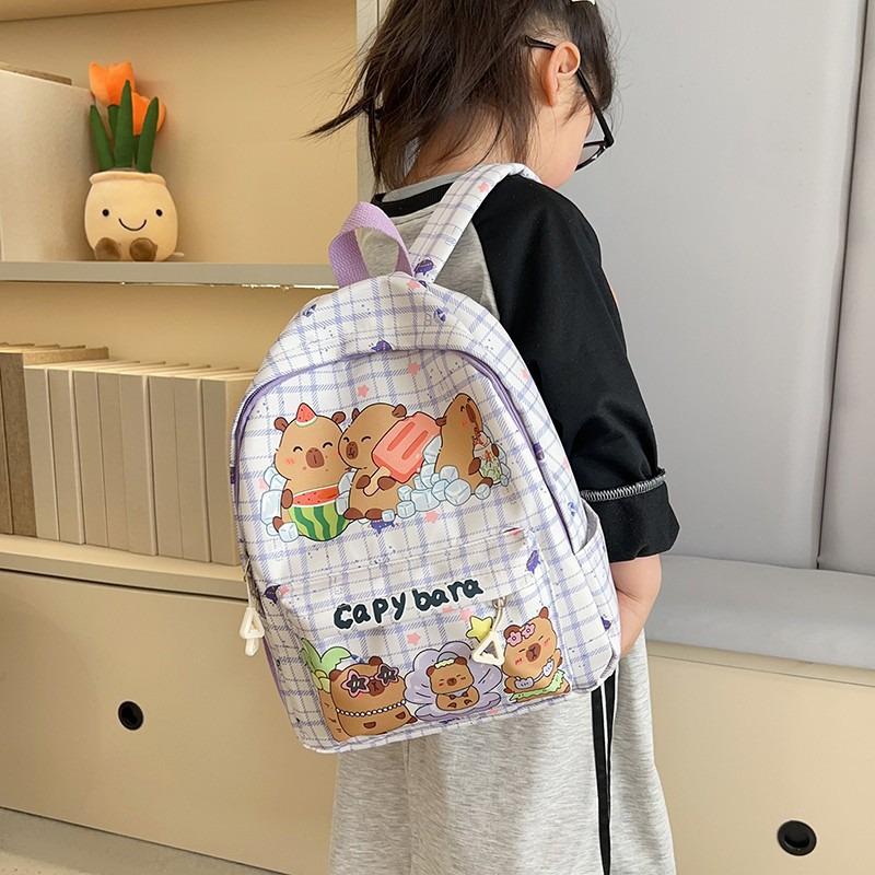 Stylish Capybara Print Backpack for Kids - Elementary & Kindergarten Use