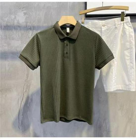 2024 Striped Mercerized Knit Polo Shirt - Men's Trendy Short Sleeve Lapel Top for Spring/Summer