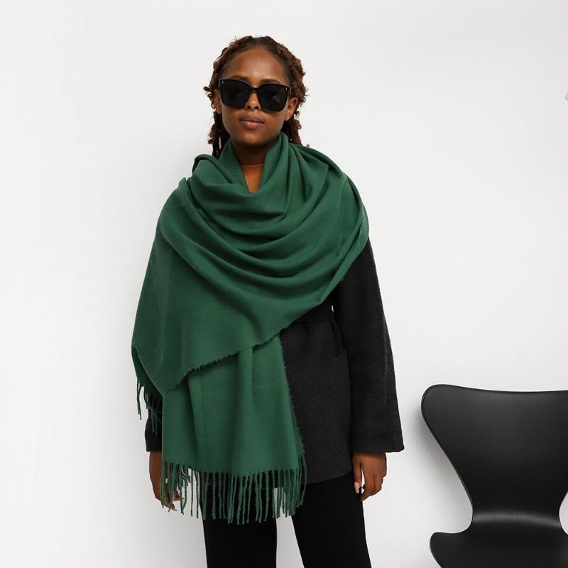 Solid color imitation cashmere scarf Ankara red shawl knitted warm scarf long shawl