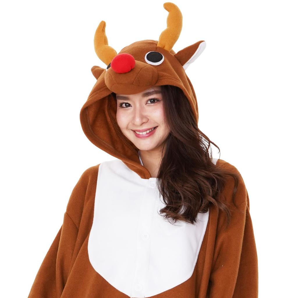 SAZAC Fleece Reindeer Brown Kigurumi,