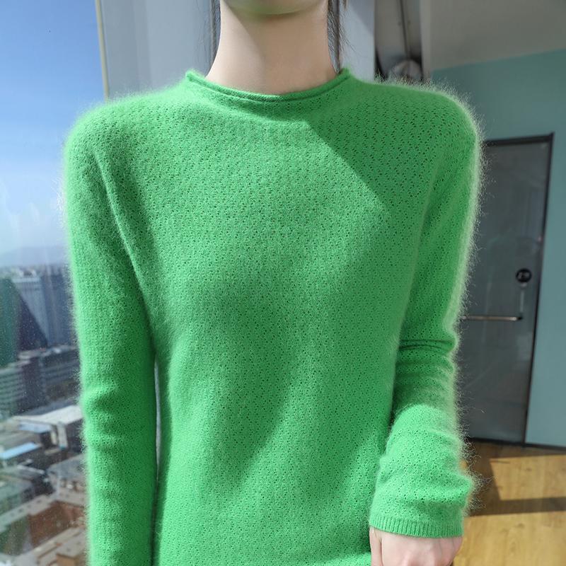 Damen Kaschmirpullover Qinghe Kaschmir 30% Kaschmir 30% Nerz 30% Wolle 10% Nylon Dicker Kaschmirpullover für Damen im Herbst und Winter, weich und warm