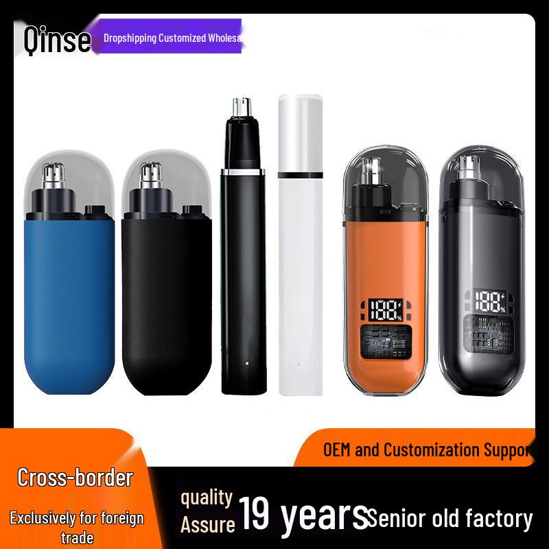 Rechargeable Waterproof Unisex Nose Hair Trimmer with Power Display