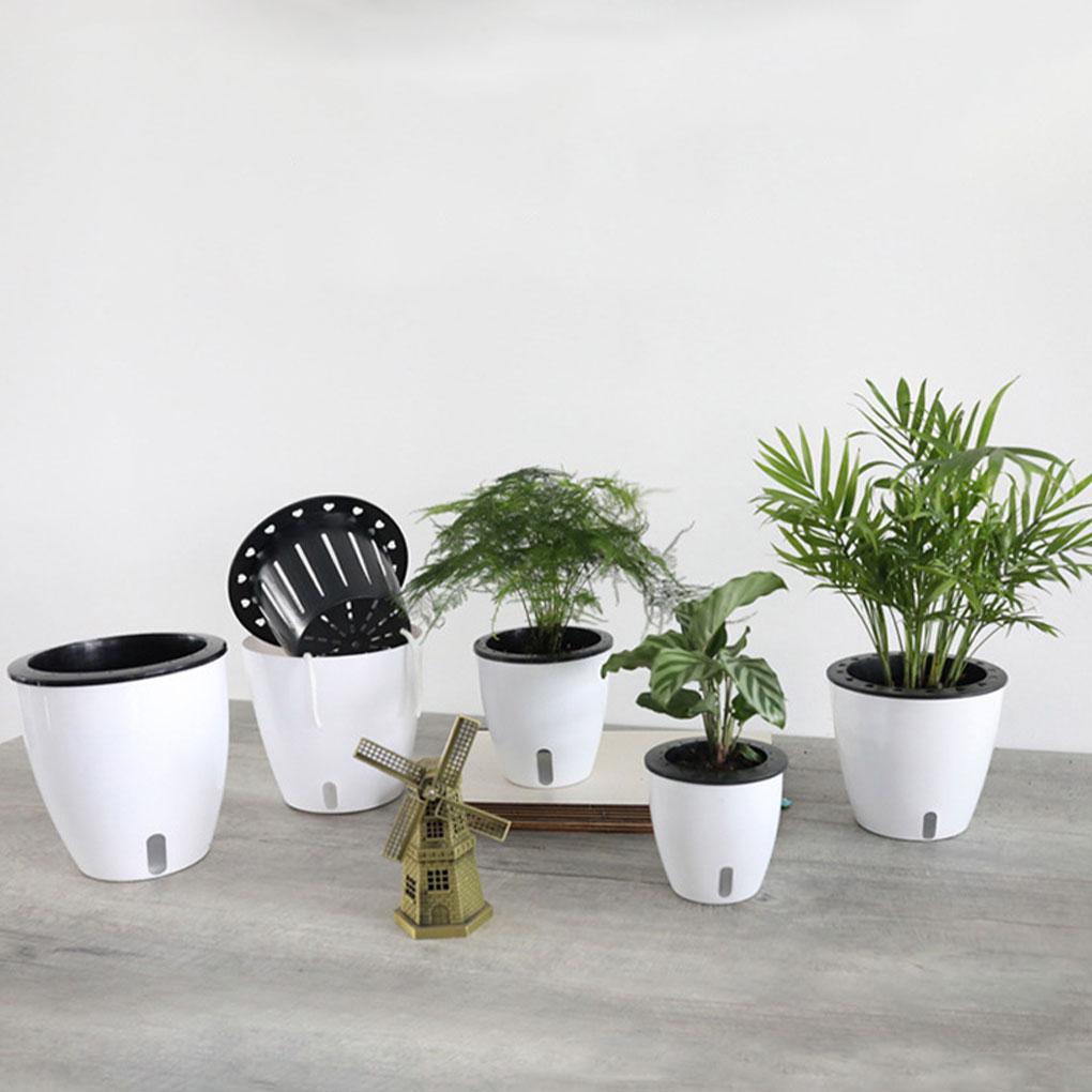 White Eco-friendly Self Watering Plant Pot For Enhancing Gardens Beauty Flower Pots Plant Pots