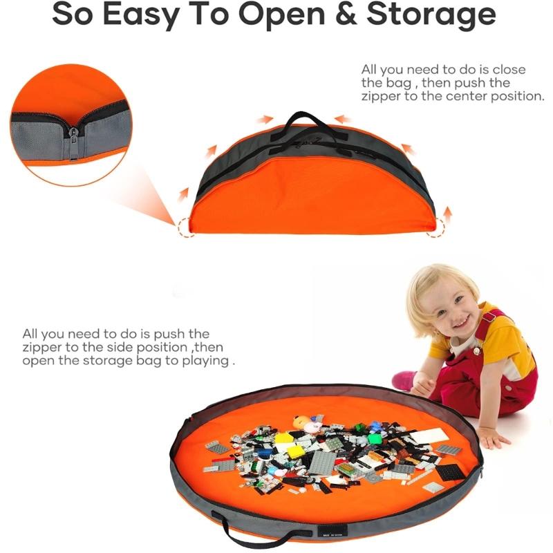 Gjenbrukbar polyester aktivitetsmatte for barn med glidelåslukking Oppbevaringsorganisatorer Trygg for byggeklossaktiviteter Håndverk Pikniker