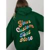 Down Sleeve Women'S Fleece Sweater Plain Letter Print Kangaroo Pocket Drawstring Print Hoodie