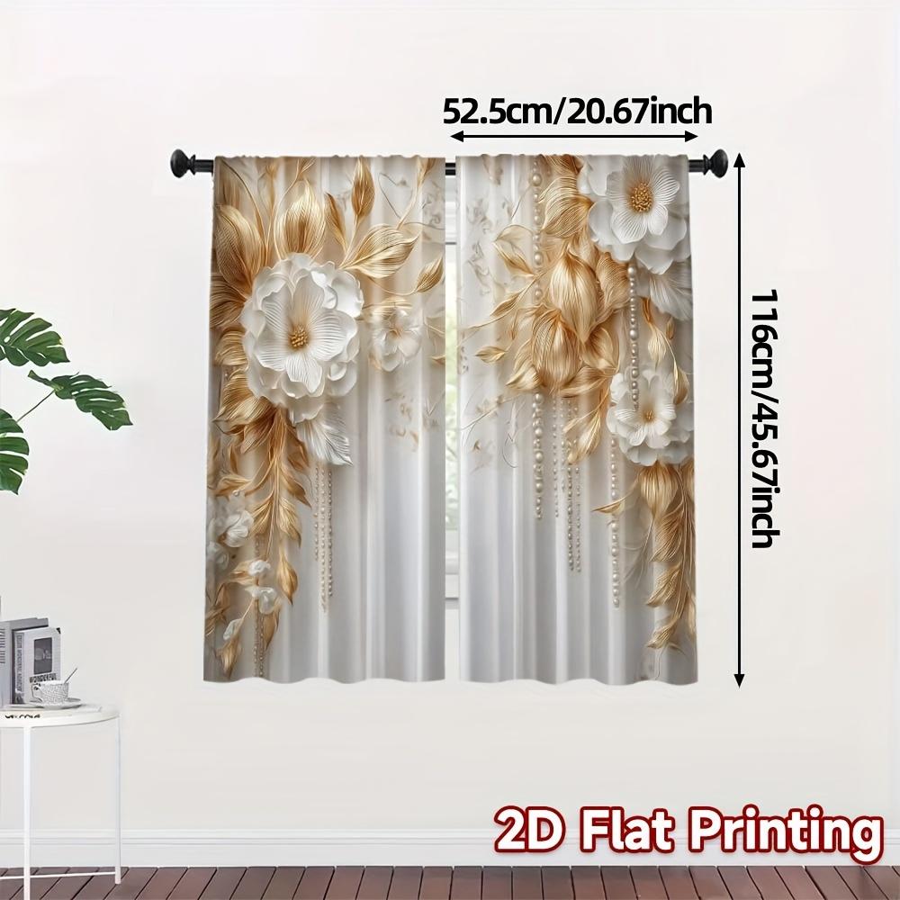 2pcs Light Luxury Floral Print 2D Flat Curtains – for Bedroom   Living Room & Office