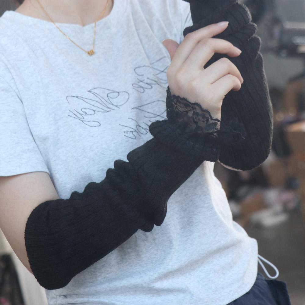 Japanese Style Y2K Lace Oversleeve Gothic Knitted Gloves Anime JK Lolita Arm Sleeves  Party
