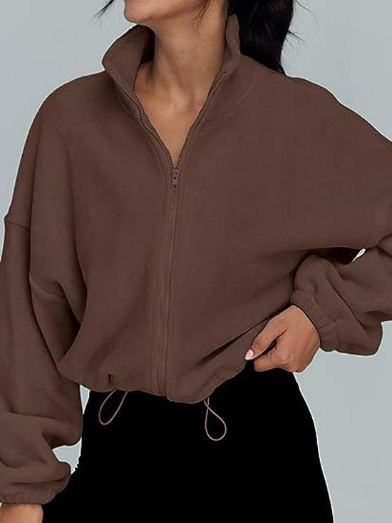 2025 European & American Women's Fleece-Lined Stand-Up Collar Sports Jacket