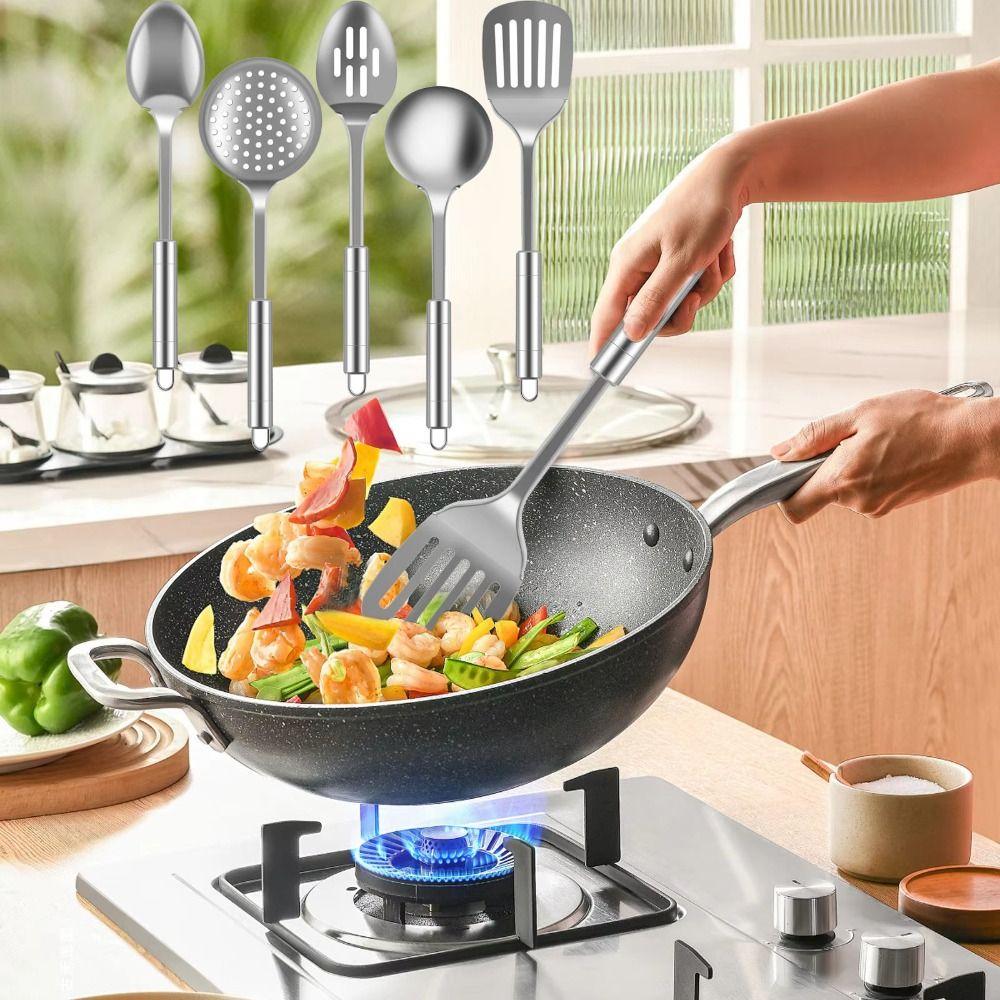 Špachtle Wok s dlouhou rukojetí Kuchyňské pomůcky Lžíce na rýži Naběračka Odolná děrovaná obracečka Vaření Nástroje
