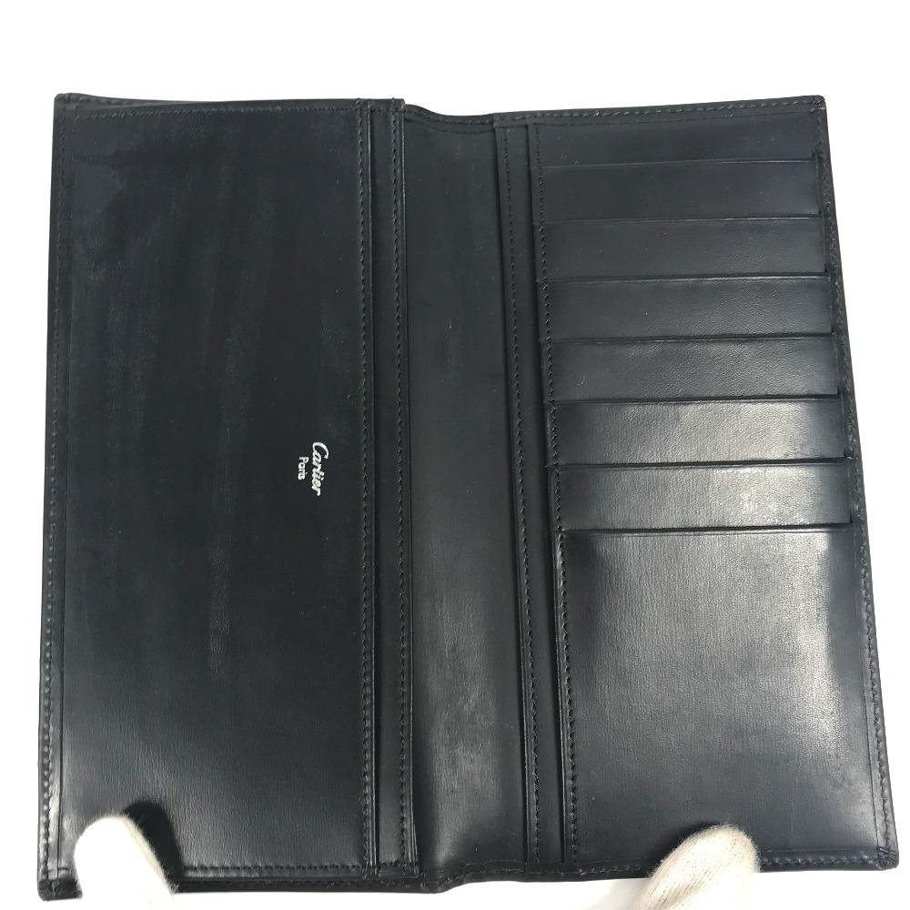 Cartier Must De Line Small Items Wallet Bifold Long Wallet Leather Black