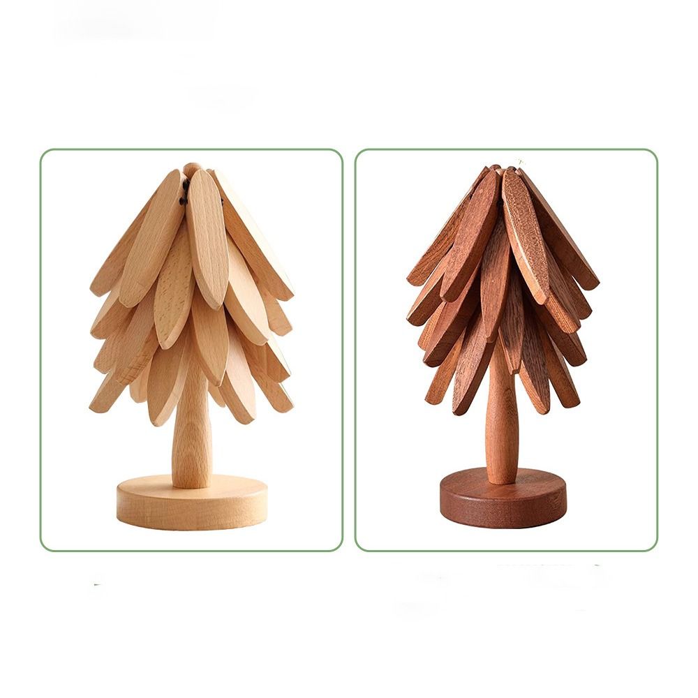 Foldable Wooden Trivets Anti Scald Insulation Pads Multifunctional Christmas Tree Coaster  Kitchen