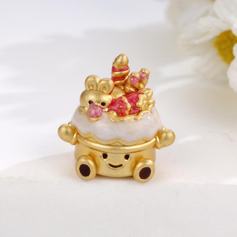 Sterling Silver 999 Strawberry Garden Cake Beads for DIY Jewelry