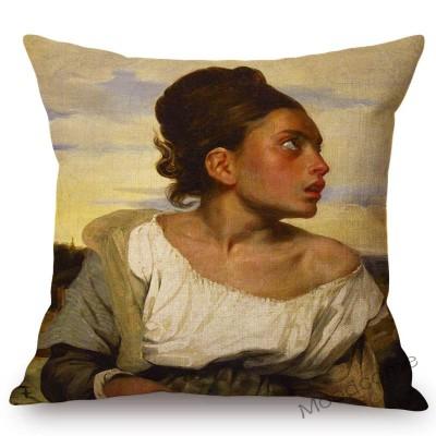 French Painter Eugene Delacroix Liberty Guiding The People Famous Oil Painting Home Decorative Pillow Case Sofa Cushion Cover