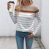 A New Autumn Retro Casual and Simple Striped Long-sleeved T-shirt Top for Women