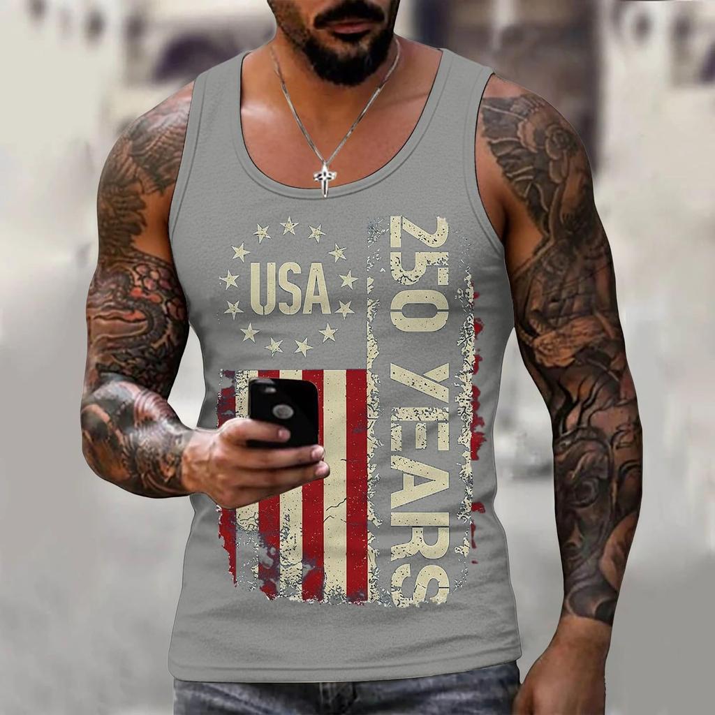 Men 4th Of Shirts USA Muscle Sleeveless Shirt Patriotic Tank Tops