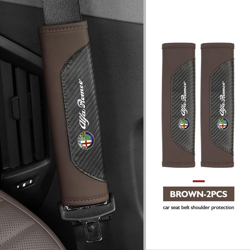 BQVLT1 Car Seat Belt Shoulder Cover Protection Pads Safety Belt Accessories For Alfa Romeo GT Stelvio F1 Brera Volante Tonale Gloria