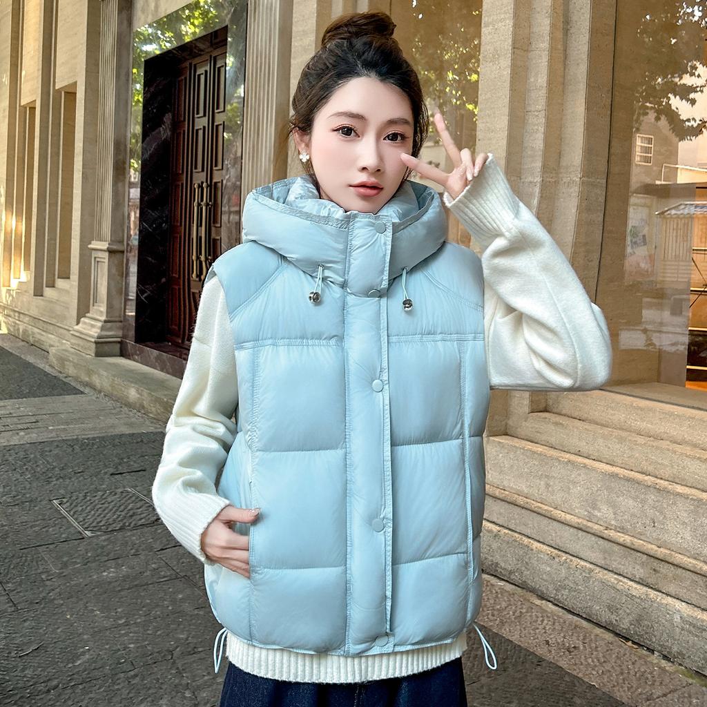 Puff Hooded Down Cotton Clothing Vest Women's Winter New Large Size Women's Loose Vest Jacket