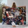 Retro Samurai Spirits Shodown Flannel Blanket,Ultra Soft Warm Plush Throw for Home Bedroom Bed Sofa Cover Office Camping Picnic