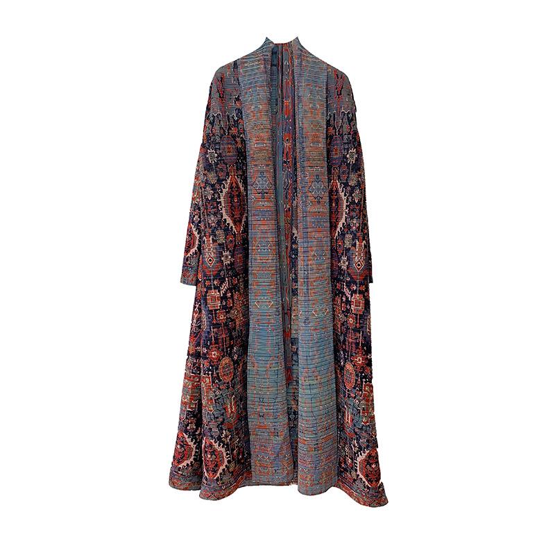 Women's Long Pleated Tie-Waist Evening Robe - 2024 Autumn/Winter Middle Eastern Dubai Style