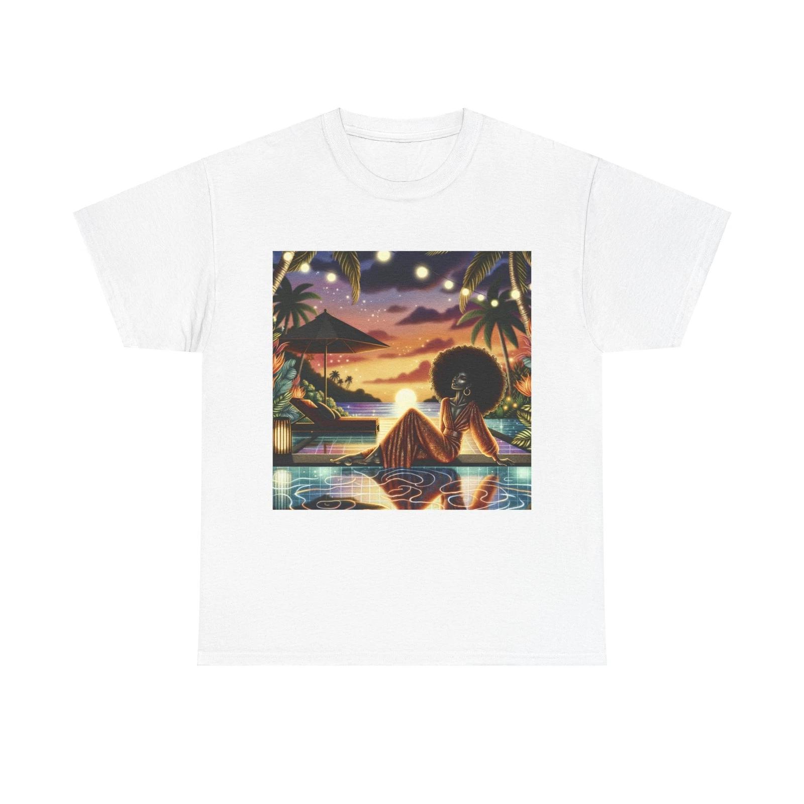 Unisex Adult T Shirt Elegant Pool Sunset Art Tropical Glamour 4XL