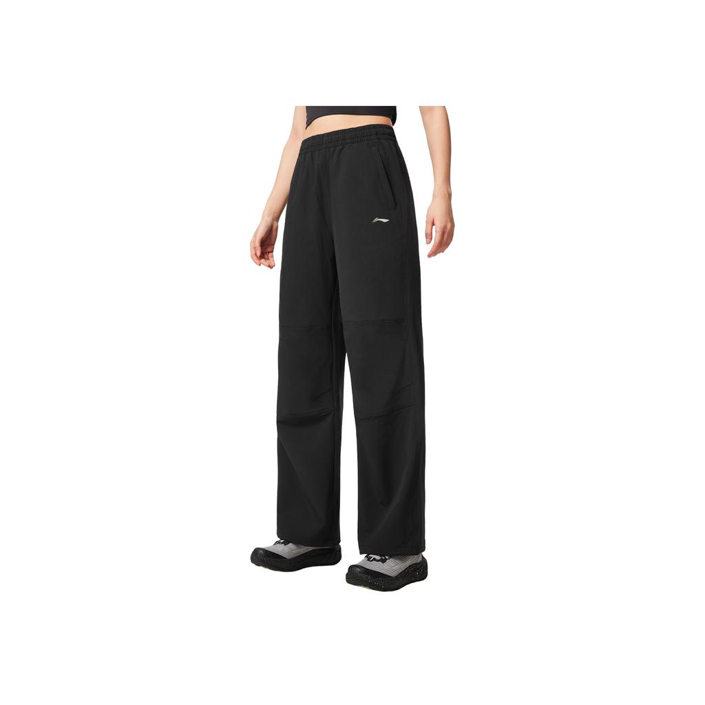 Li Ning Solid Color Mid Waist Versatile Loose Straight Leg Sports Pants Women Bottoms AYKV898-1