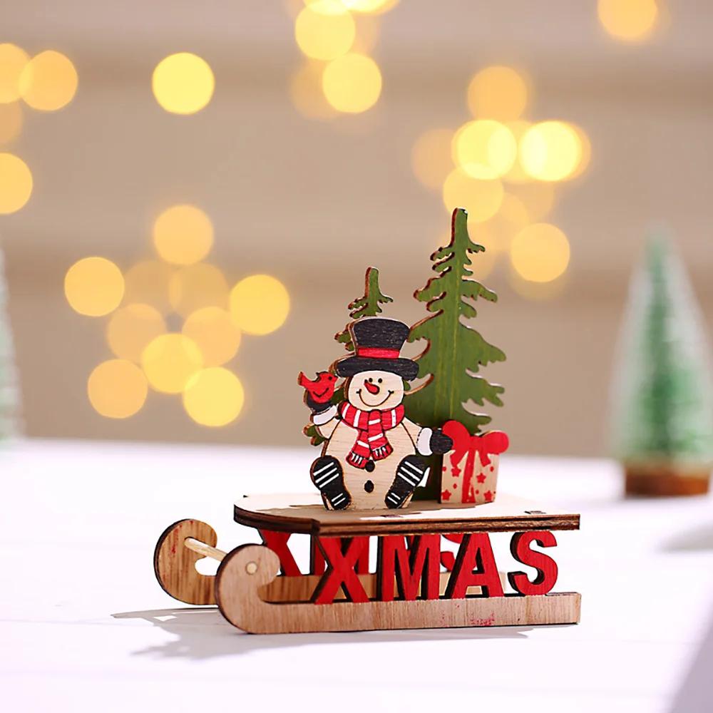 Runtow 1Pc Christmas Wooden Sleigh Santa Claus Snowman Elk Decoration Sleigh Home Christmas DIY Decoration 2025 Christmas Gift
