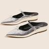 Fashion Fashion Pointed Toe Bow Flat Sandals Women High Quality Patent Leather Low Heel Slippers Summer Elegant Dress Zapatos De Mujer