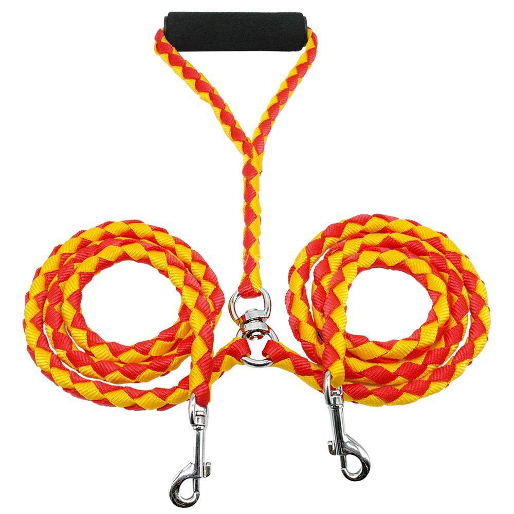 

Double Head Pet Leash With Nonextendable Pp Material For Active Dogs Yellow Red