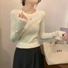 Temperament crew neck knitted top women's spring slim-fitting and thin inner sweater simple long-sleeved bottoming shirt