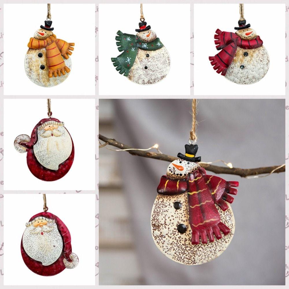 Vintage Christmas Snowman Pendant 2D Snowman Doll Pendant Santa Claus Hanging Ornaments  New Year