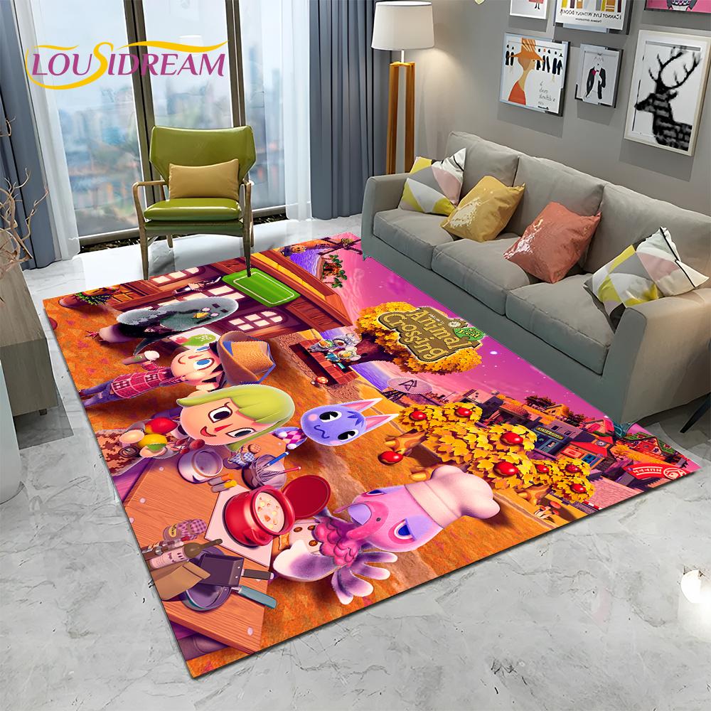 Cartoon Animal Crossing New Horizons Area Rug,Carpet Rug for Living Room Bedroom Sofa Doormat Decor,Kids Play Non-slip Floor Mat