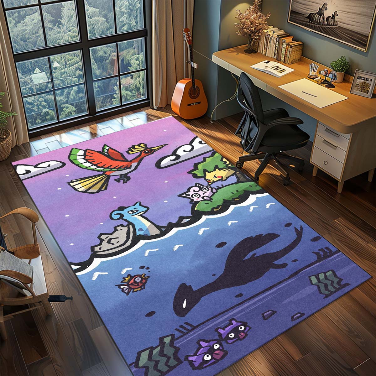 

Pokemon Anime Rug Carpet Large Area Rug Non Slip Washable Floor Mat Gamer Room Bedroom Home Decor -QJY 60x90cm