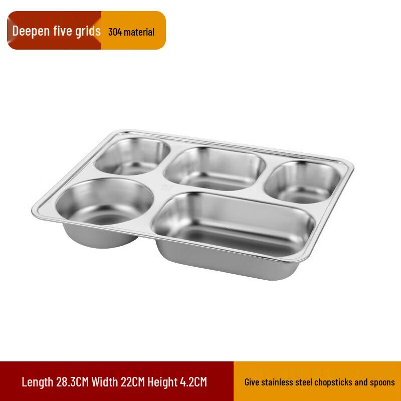 

Stainless Steel 4-Compartment Lunch Box & Dinner Plate (2-Pack)