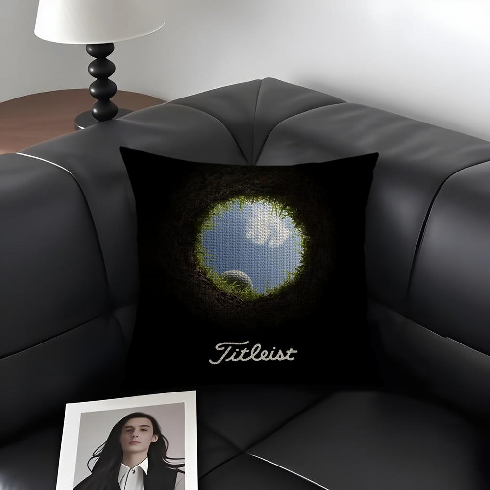 TTitleist Brand Cushion Cover Natural Linen Organic Fabric DoubleSided Printing Sofa Home Decor Gift Pillow Case