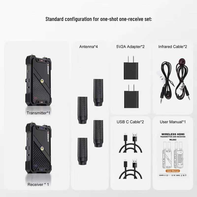 VRRIIS WL082 HDMI Wireless Extender: Camera Image & Audio-Video Transmission, Screen Casting Device, 400m Range, Battery Compatible.