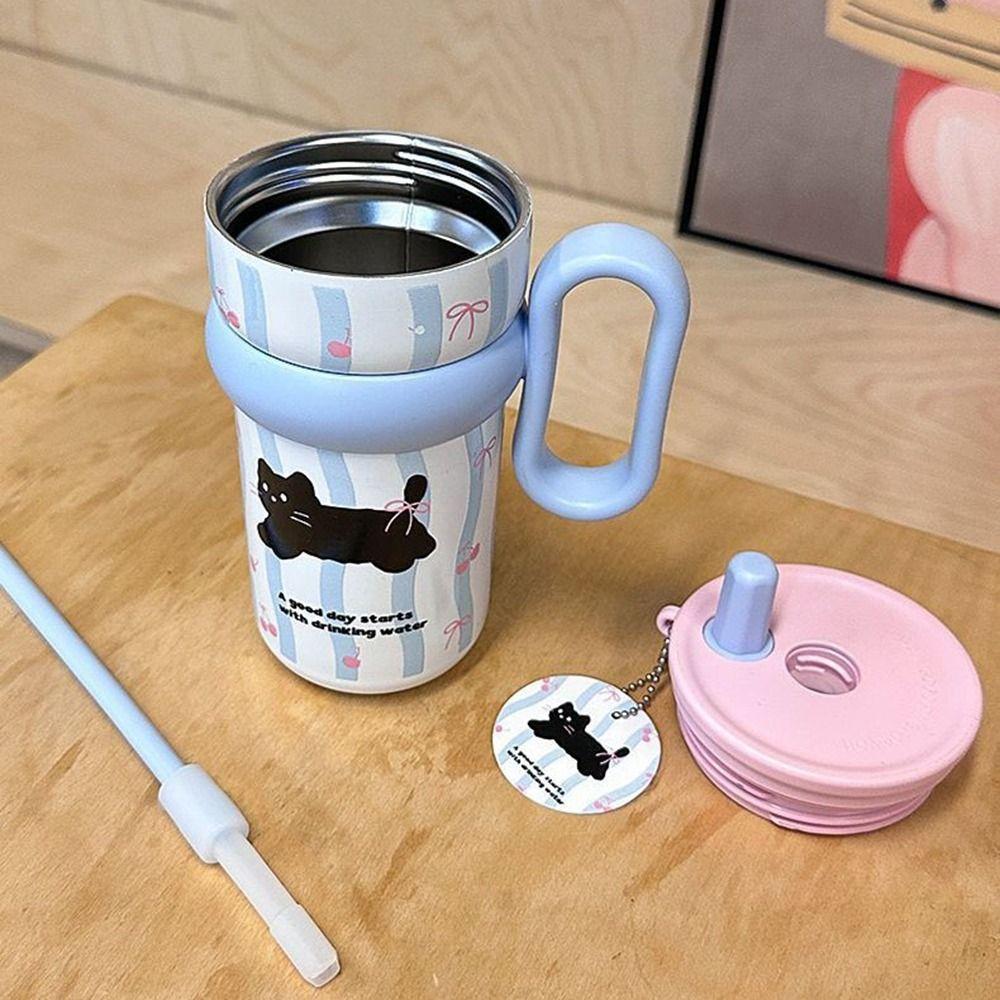 Large Capacity Straw Water Cup 540ml Insulated Cup Portable Coffee Mug  Student