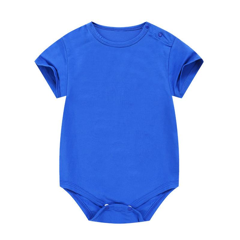 Baby Cotton Short Sleeve Romper For Newborns With Solid Color And Letter Print Design