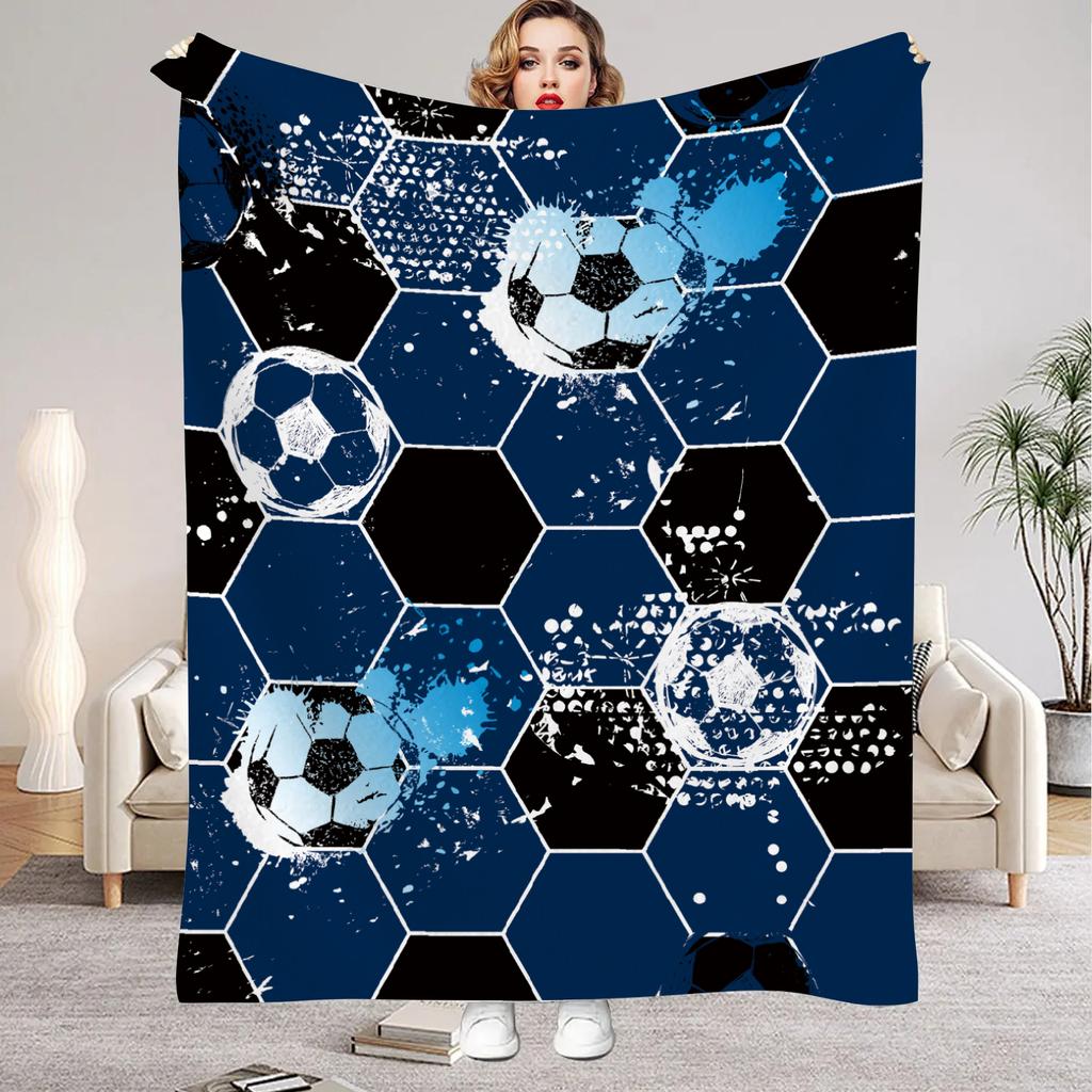 1pc Flannel Blankets Colorful Football Printed Quality Soft Warm Throw Blanket Winter for Kids Boys Couch Bed Fluffy Bedspread